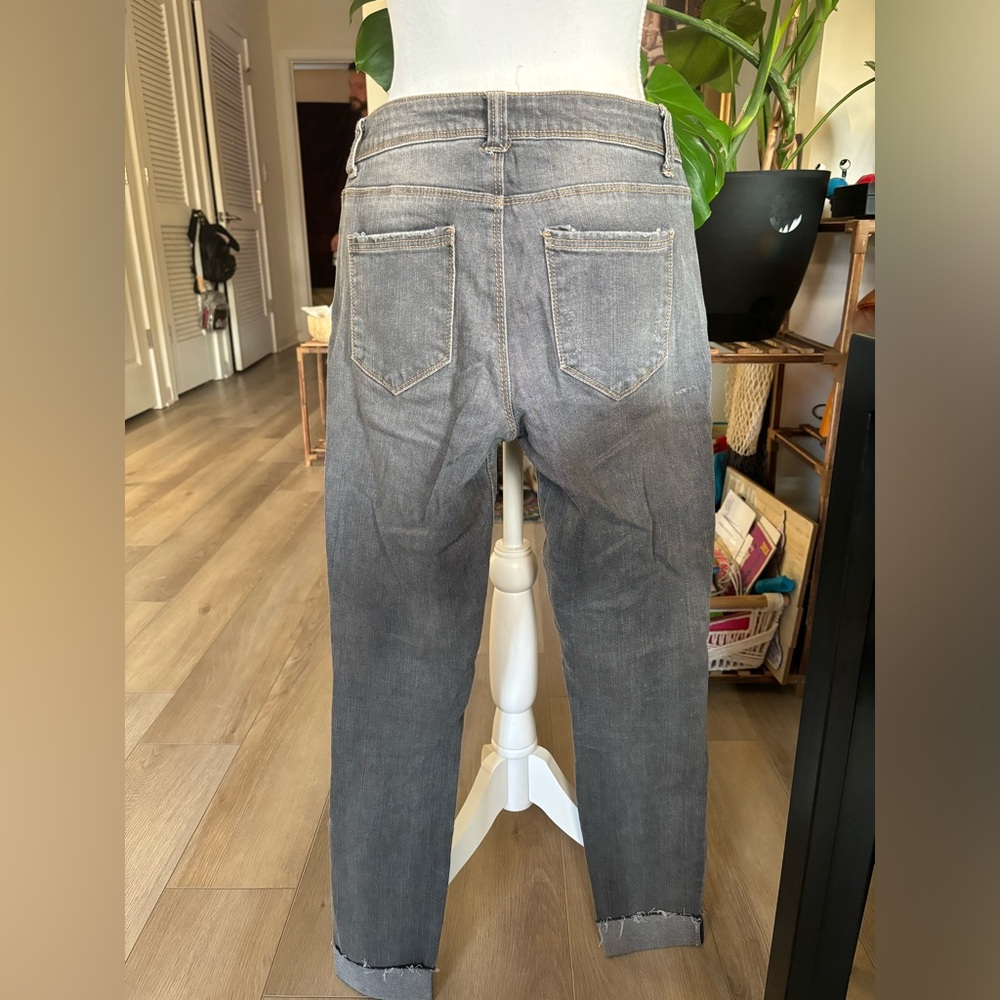 Dark Wash Ripped Comfy Fall Jeans - Picture 2 of 5
